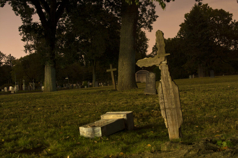 Historic metal and wooden grave markers Historic metal and wooden grave markers